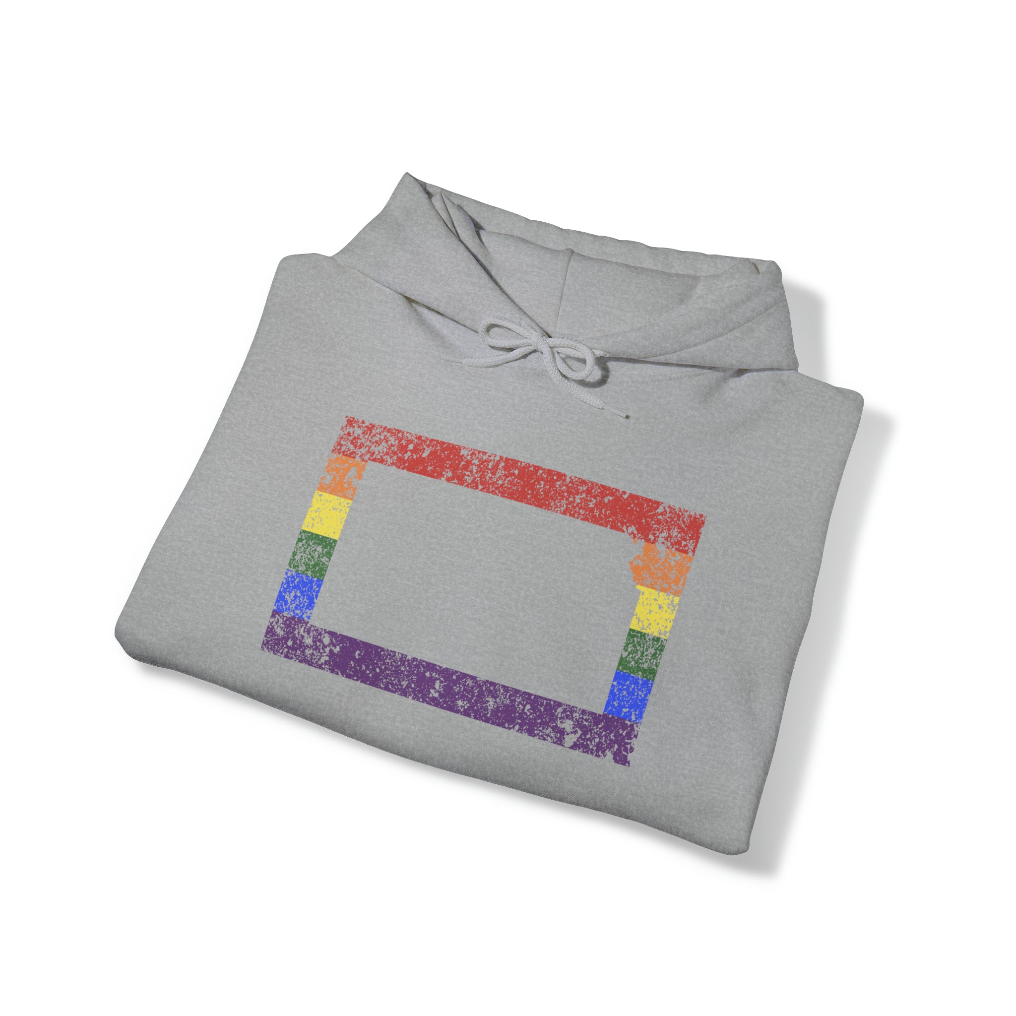 Kansas Pride Flag Hoodie: Rainbow LGBTQ+ State Silhouette Distressed Hooded Sweatshirt
