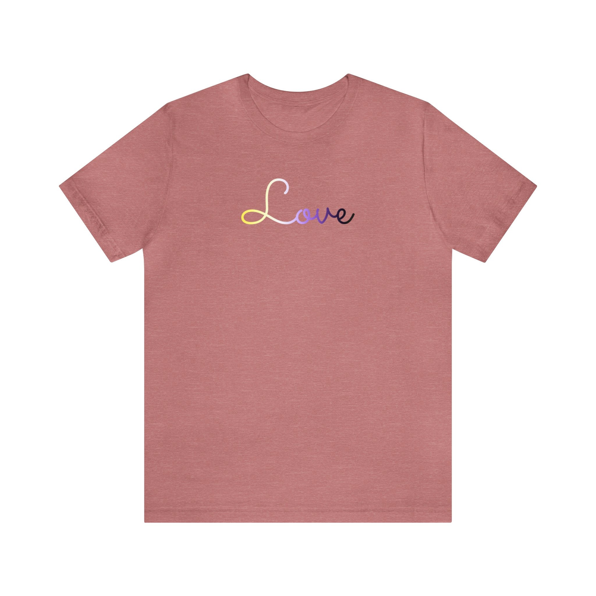 Nonbinary Love Script Tee: Subtly Elegant Pride T-Shirt