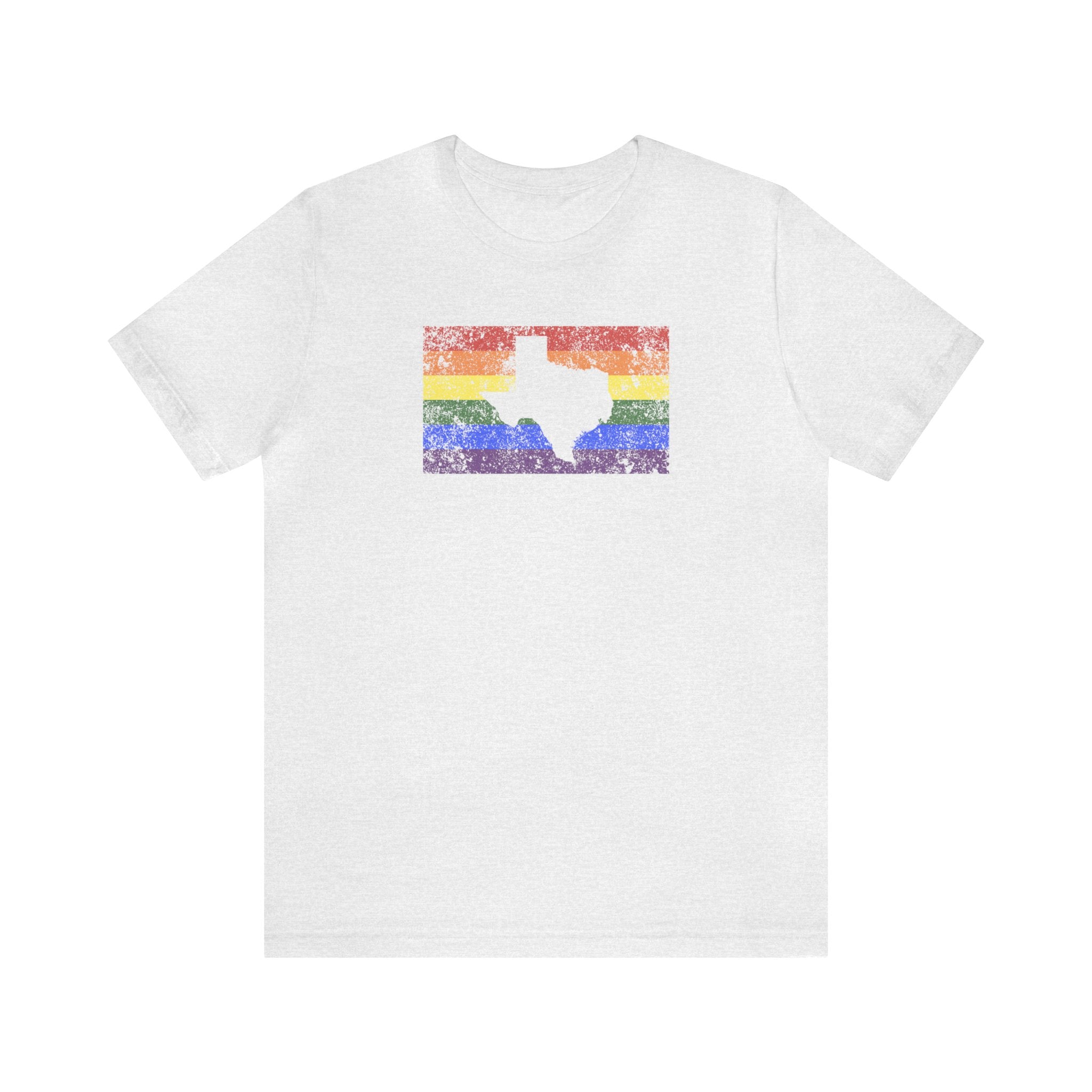 Texas Pride Flag Tee: Rainbow LGBTQ+ State Silhouette Distressed Shirt