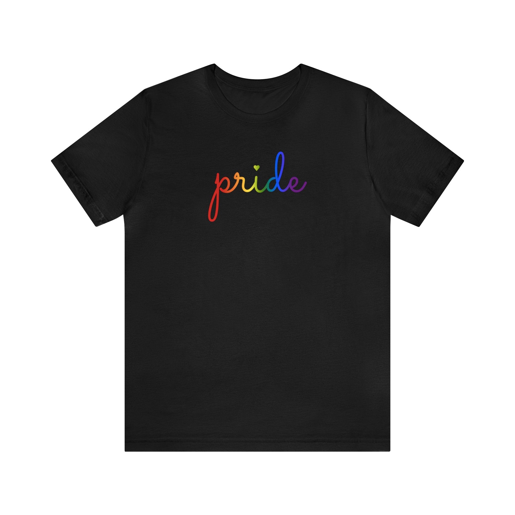 Pride T-Shirt: Flowing Cursive 'Pride' in Gradient Hues