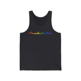 Massachusetts Pride Tank Top: Flowing Cursive Design with LGBTQ+ Gradient