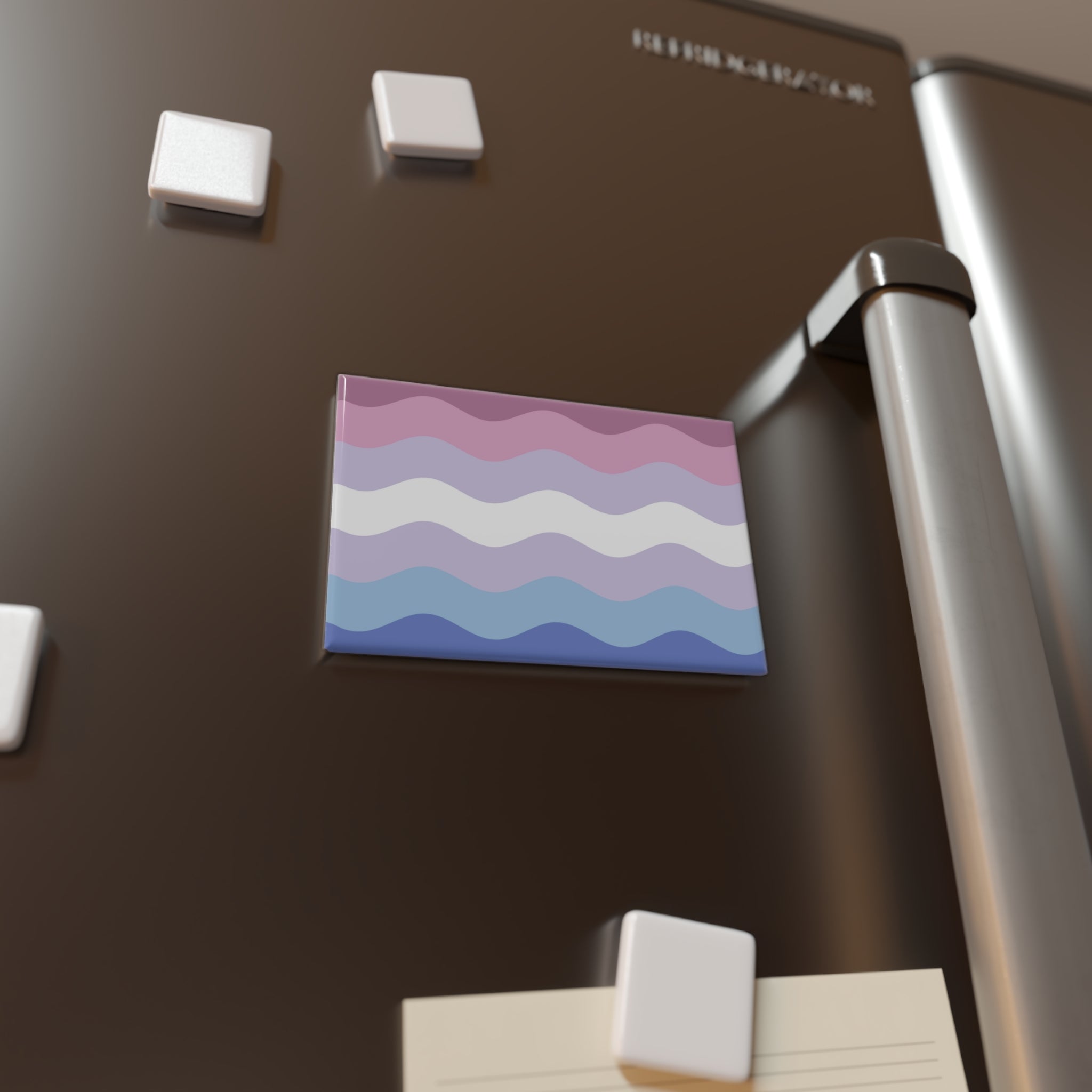 Bigender Pride Flag Magnet: Ripple Rectangle Button for Fridge