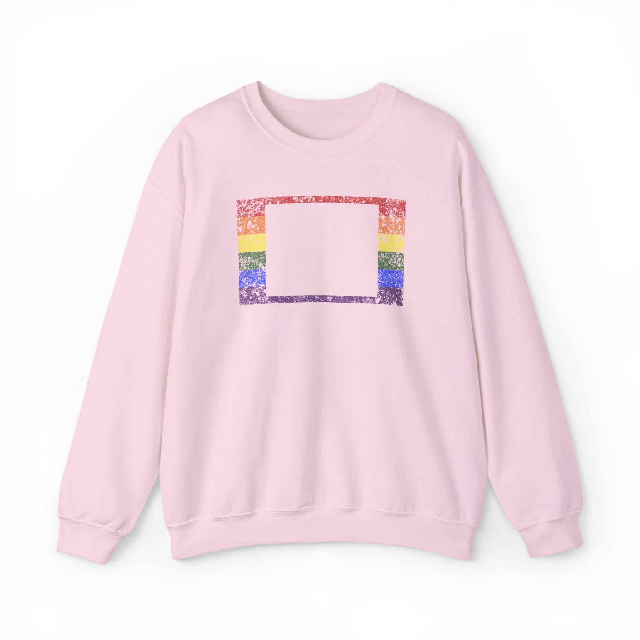 Wyoming Pride Flag Sweater: Rainbow LGBTQ+ State Silhouette Distressed Sweatshirt