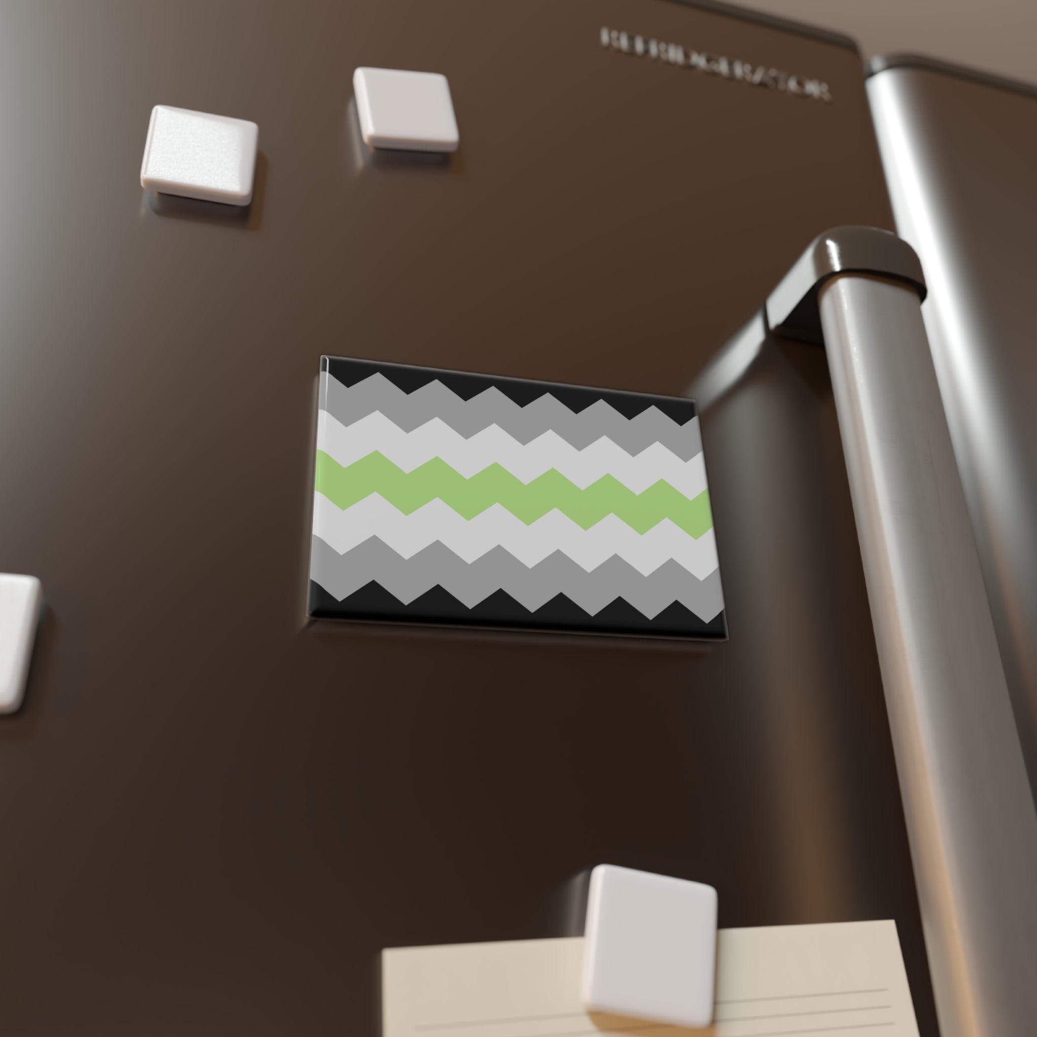 Agender Pride Flag Magnet: Wavey Rectangle Button for Fridge