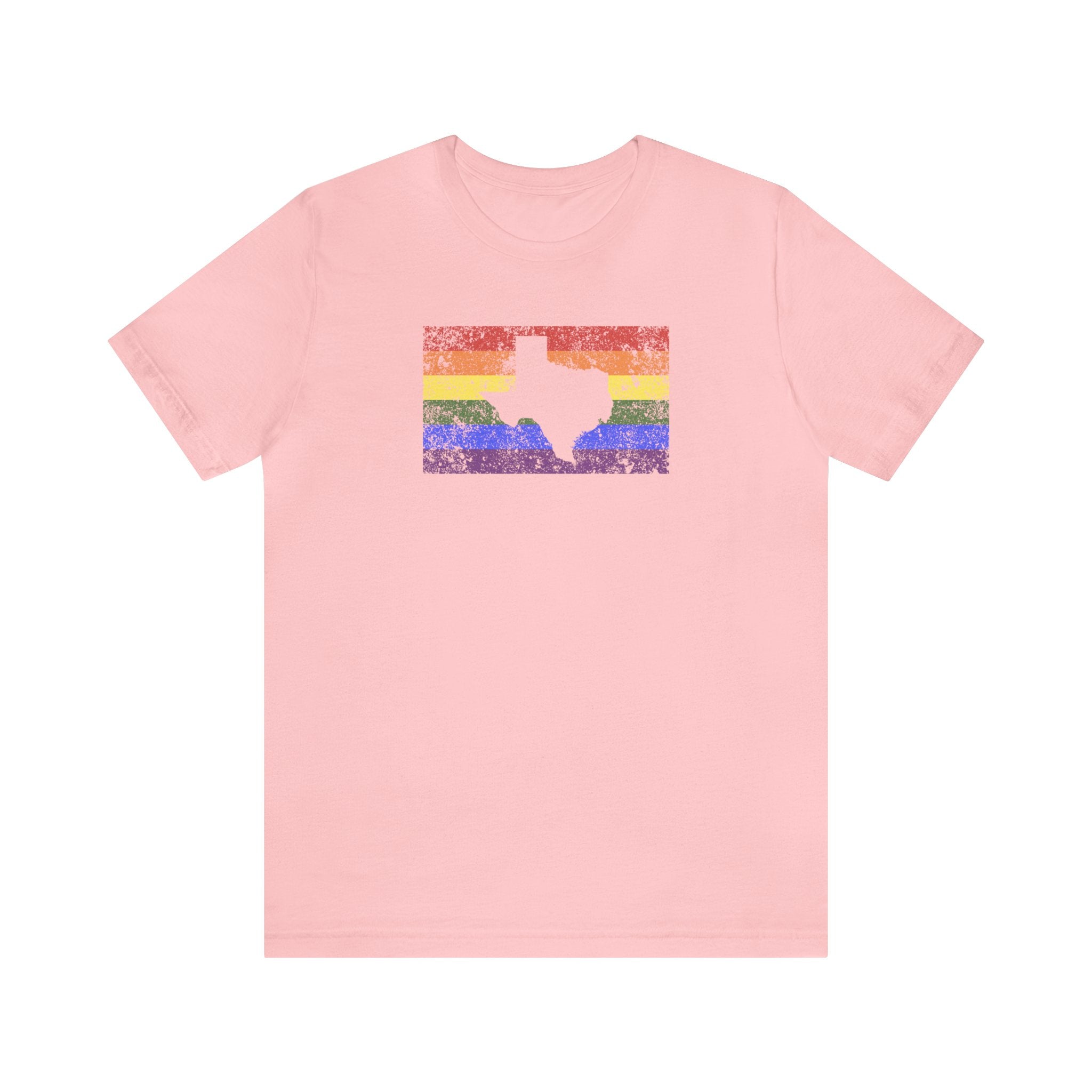 Texas Pride Flag Tee: Rainbow LGBTQ+ State Silhouette Distressed Shirt