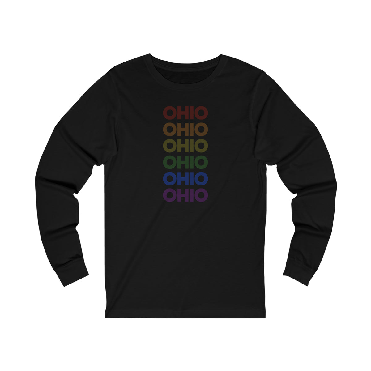 Ohio LGBTQ+ Pride Flag, Faded Black Long Sleeve Tee