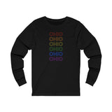 Ohio LGBTQ+ Pride Flag, Faded Black Long Sleeve Tee