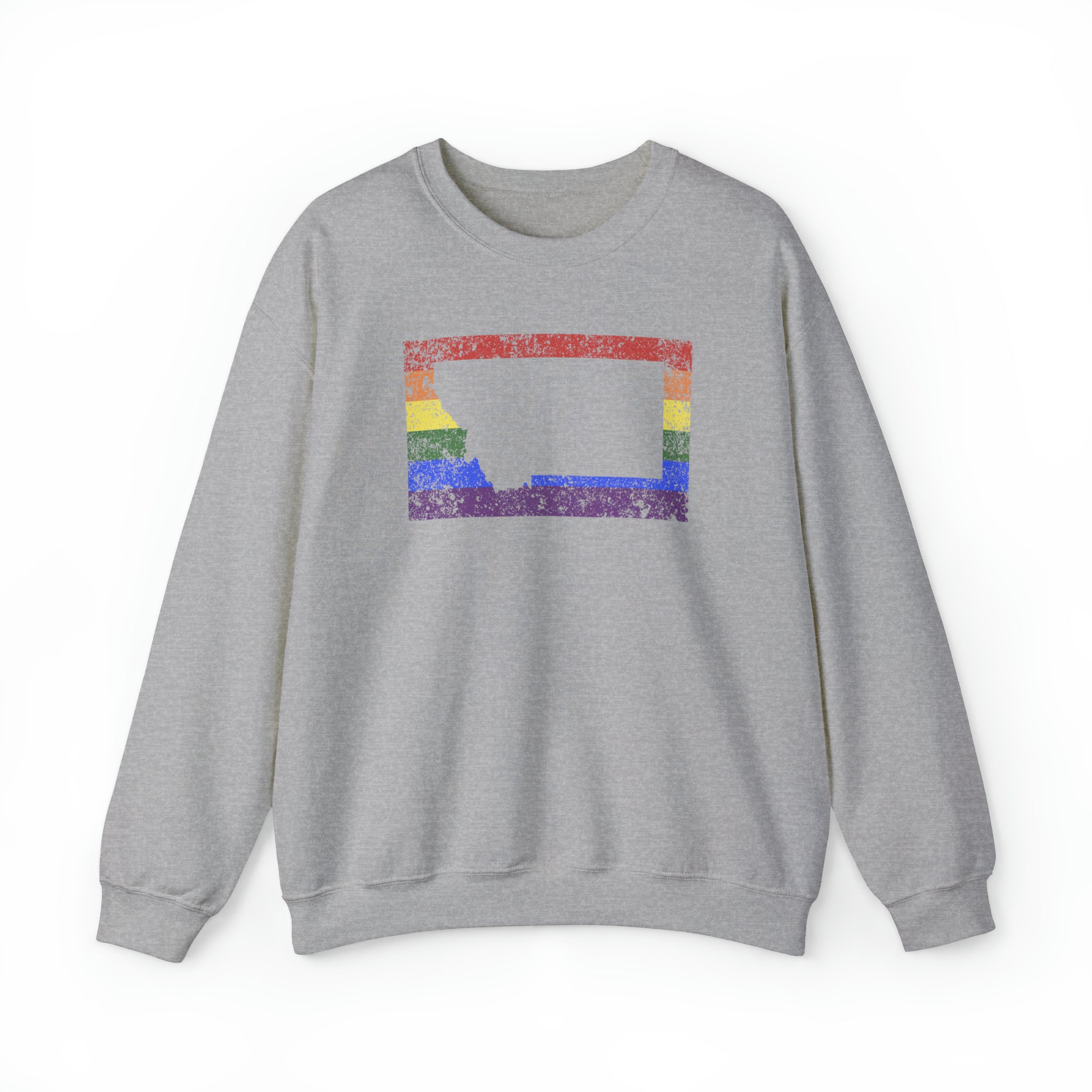 Montana Pride Flag Sweater: Rainbow LGBTQ+ State Silhouette Distressed Sweatshirt