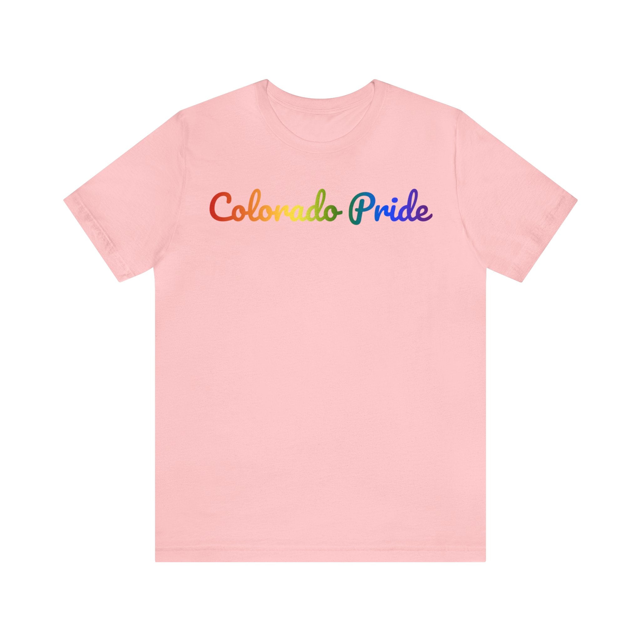Colorado Pride T-Shirt: Flowing Cursive Design with LGBTQ+ Gradient