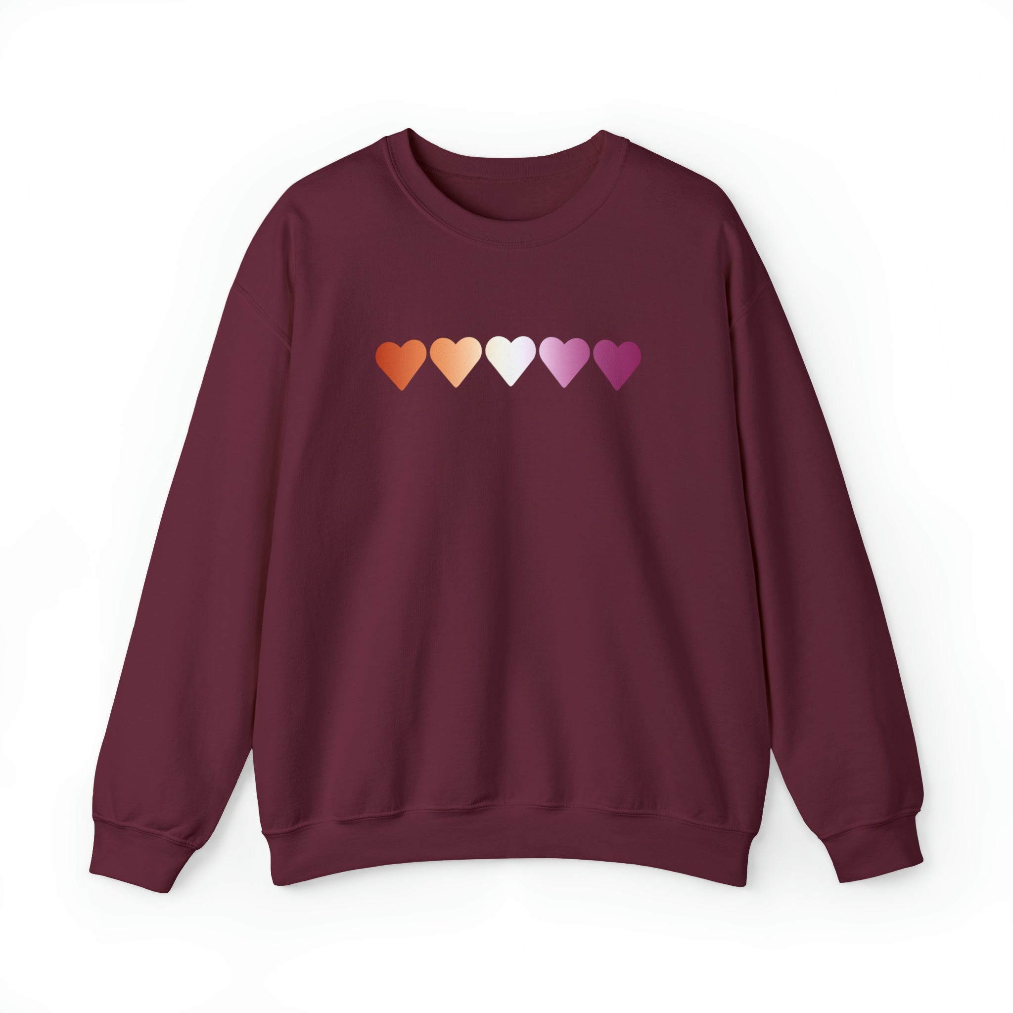 Lesbian Flag Hearts Sweatshirt: Pride LGBTQ+ Gradient Design
