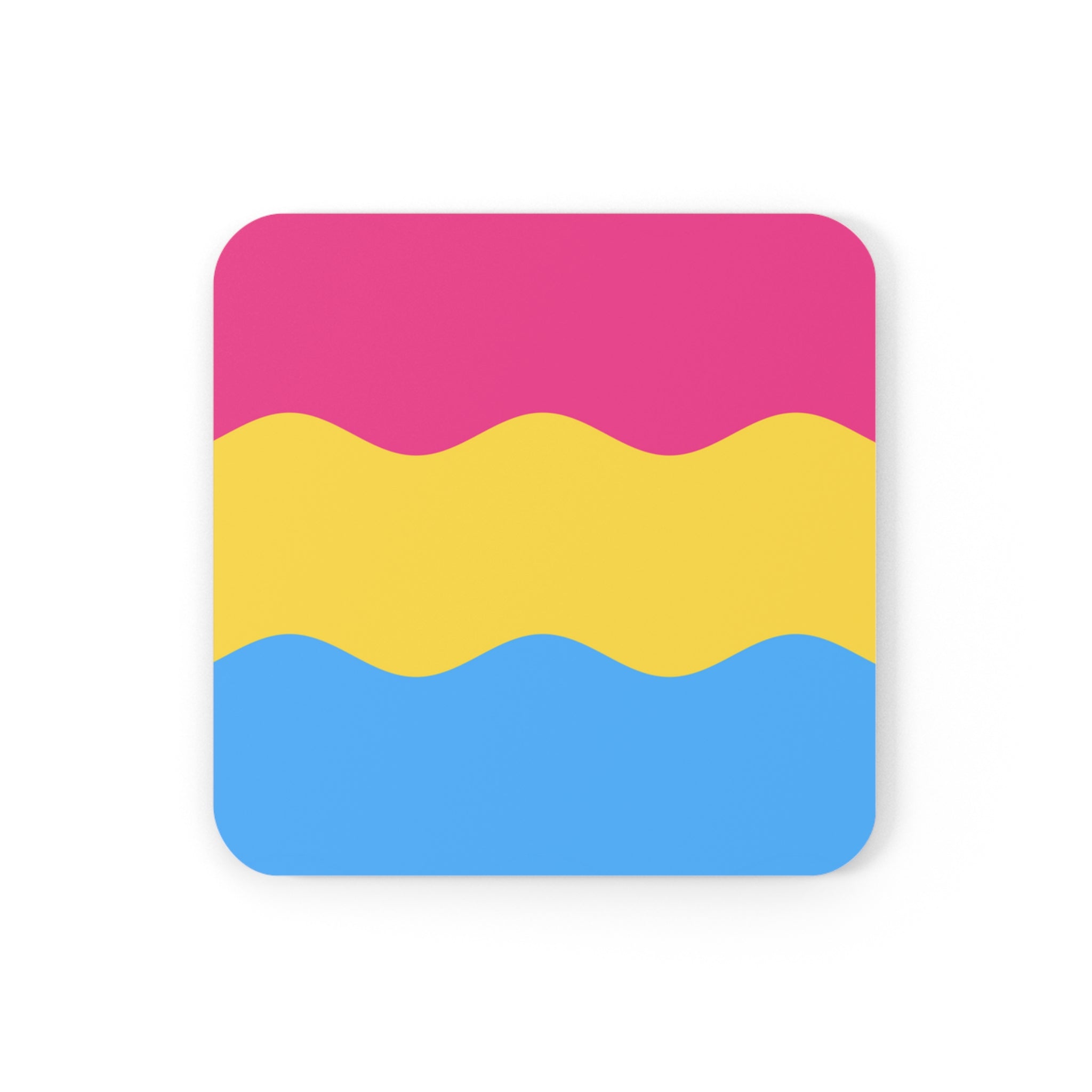 Pansexual Flag Coaster Set: 4 Corkwood Ripple Drink Coasters