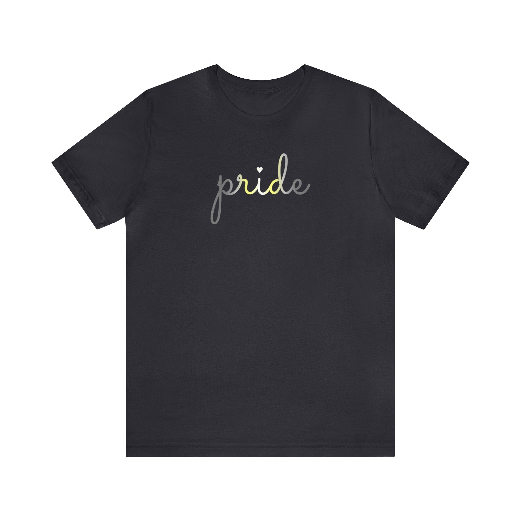 Demigender Pride T-Shirt: Flowing Cursive 'Pride' in Gradient Hues
