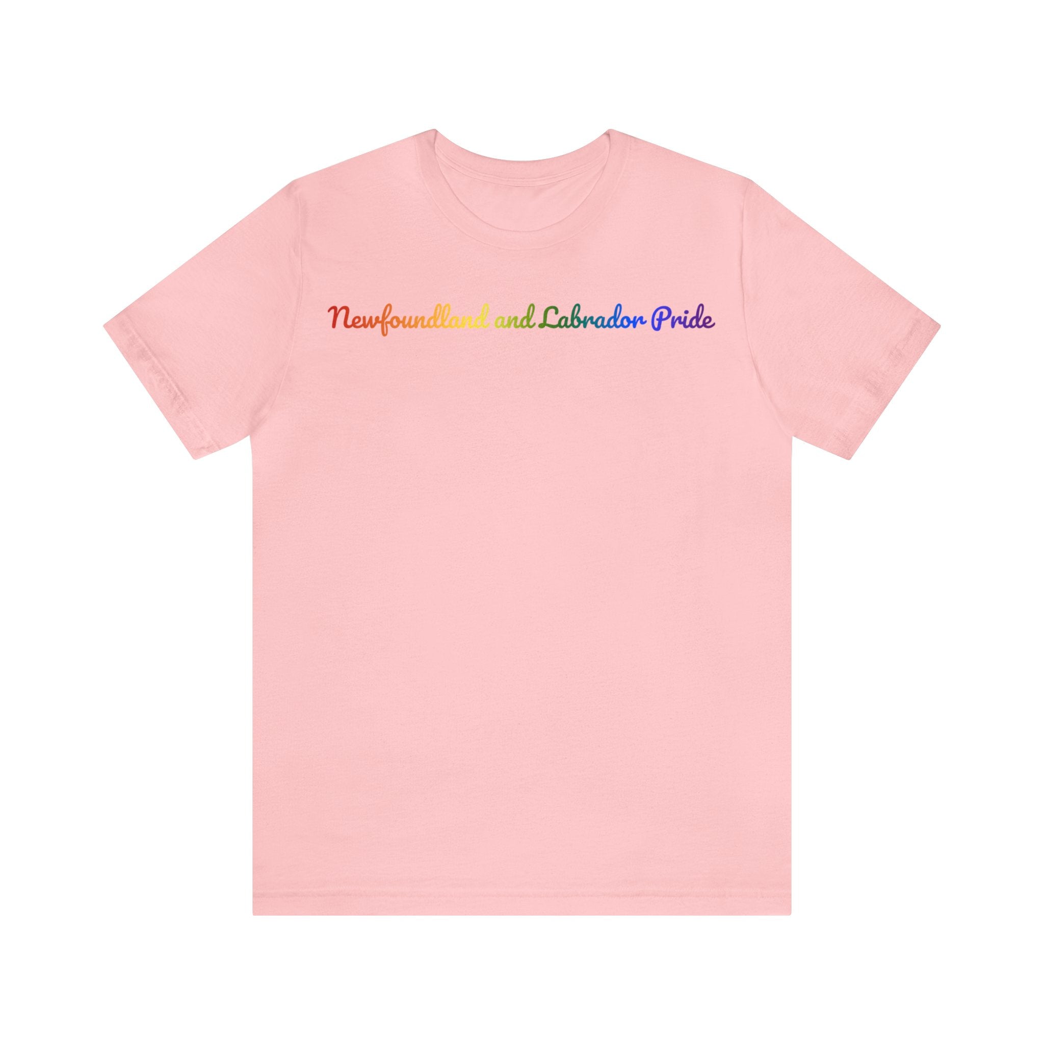 Newfoundland and Labrador Pride T-Shirt: Flowing Cursive Design with LGBTQ+ Gradient