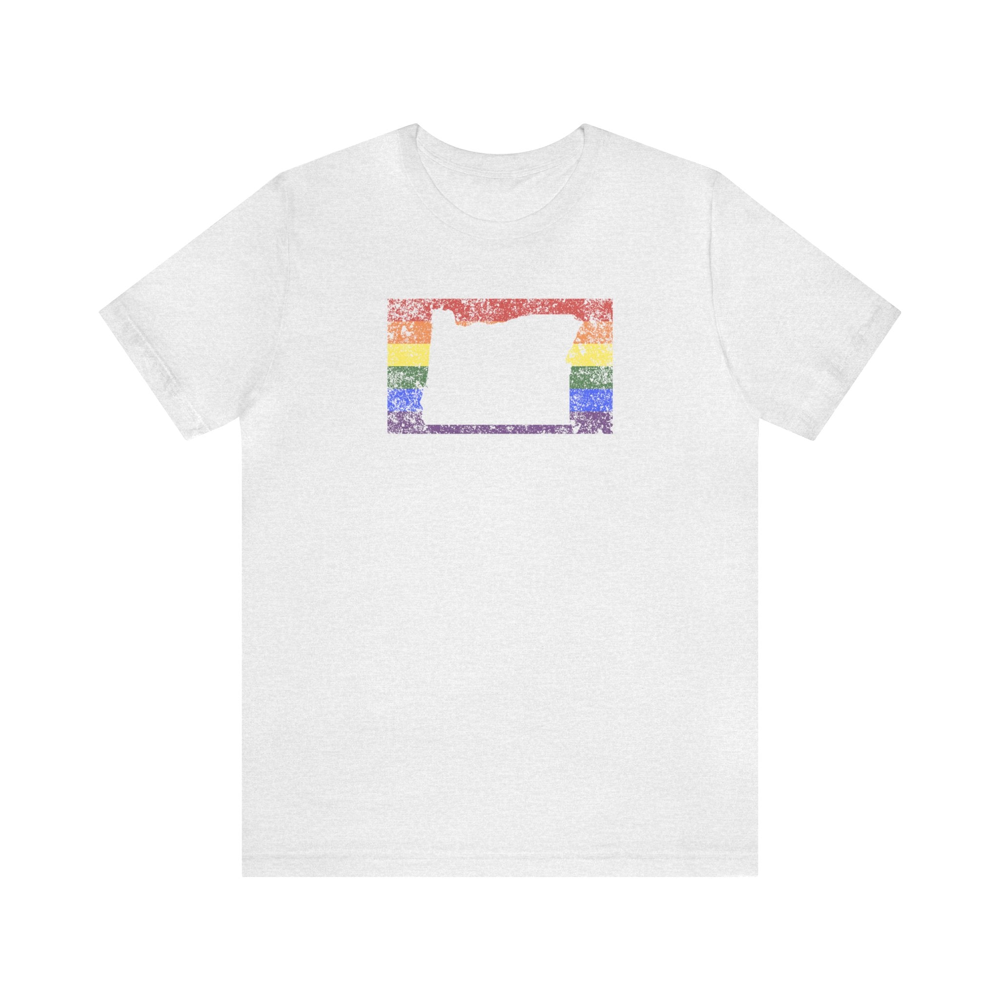 Oregon Pride Flag Tee: Rainbow LGBTQ+ State Silhouette Distressed Shirt