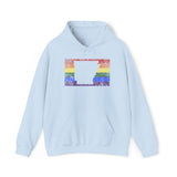 Arkansas Pride Flag Hoodie: Rainbow LGBTQ+ State Silhouette Distressed Hooded Sweatshirt