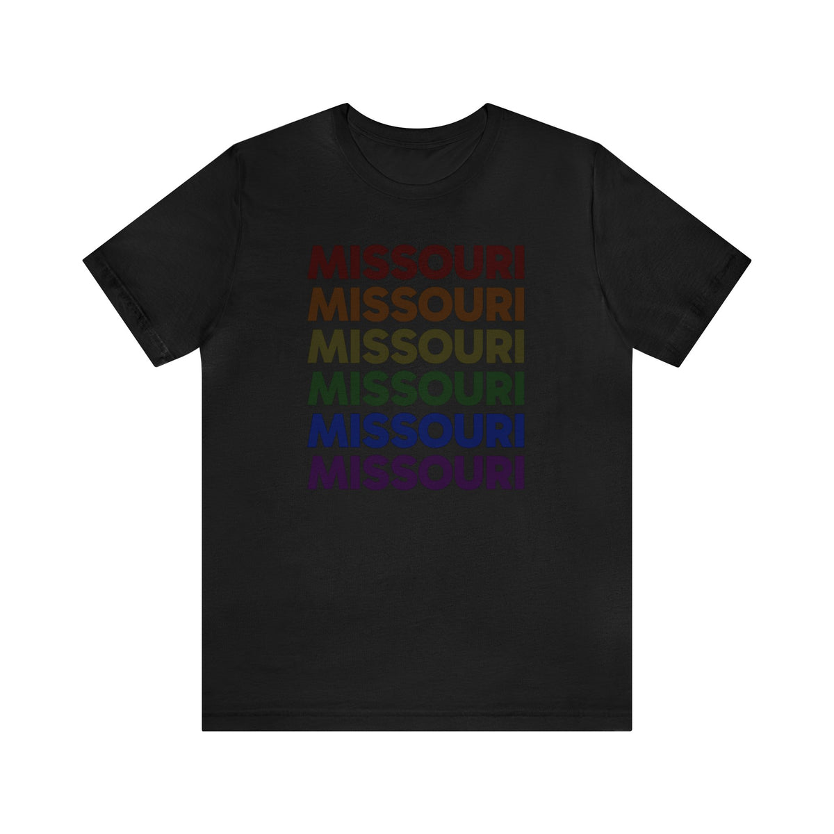 Missouri LGBTQ+ Pride Flag, Faded Black T-Shirt