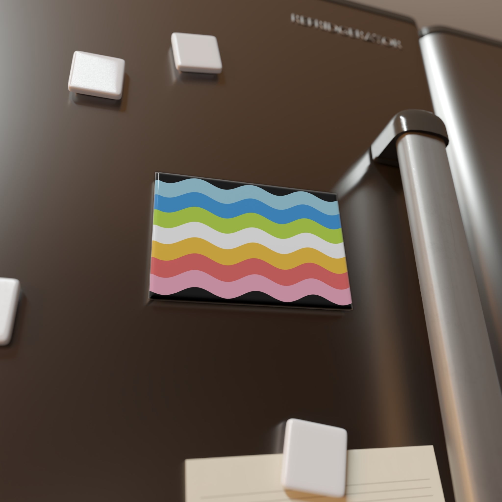 Queer Pride Flag Magnet: Ripple Rectangle Button for Fridge