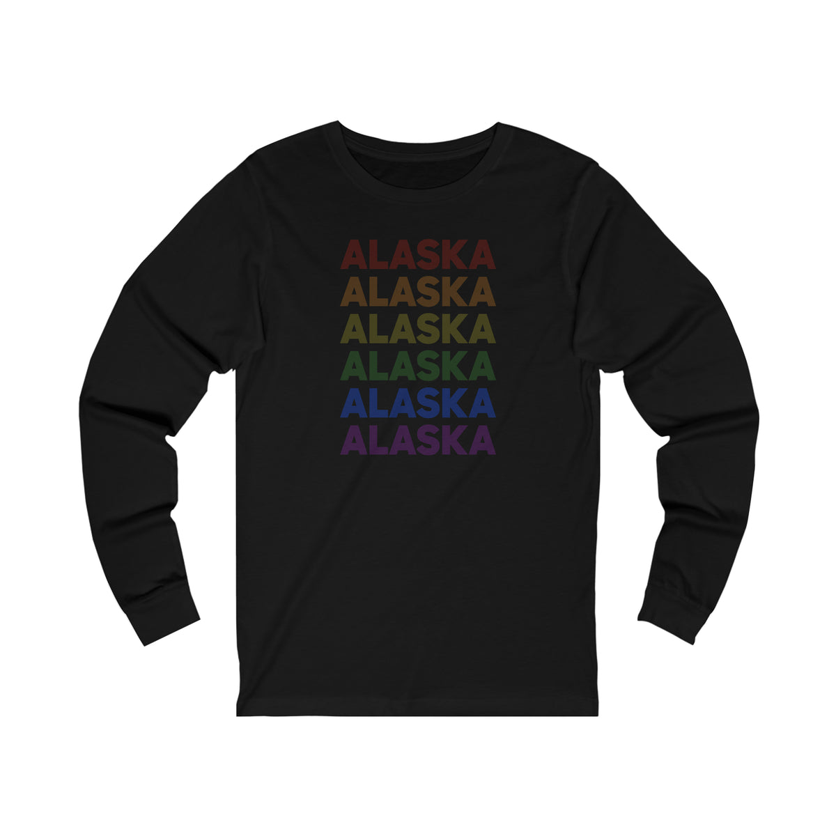 Alaska LGBTQ+ Pride Flag, Faded Black Long Sleeve Tee
