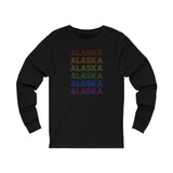 Alaska LGBTQ+ Pride Flag, Faded Black Long Sleeve Tee