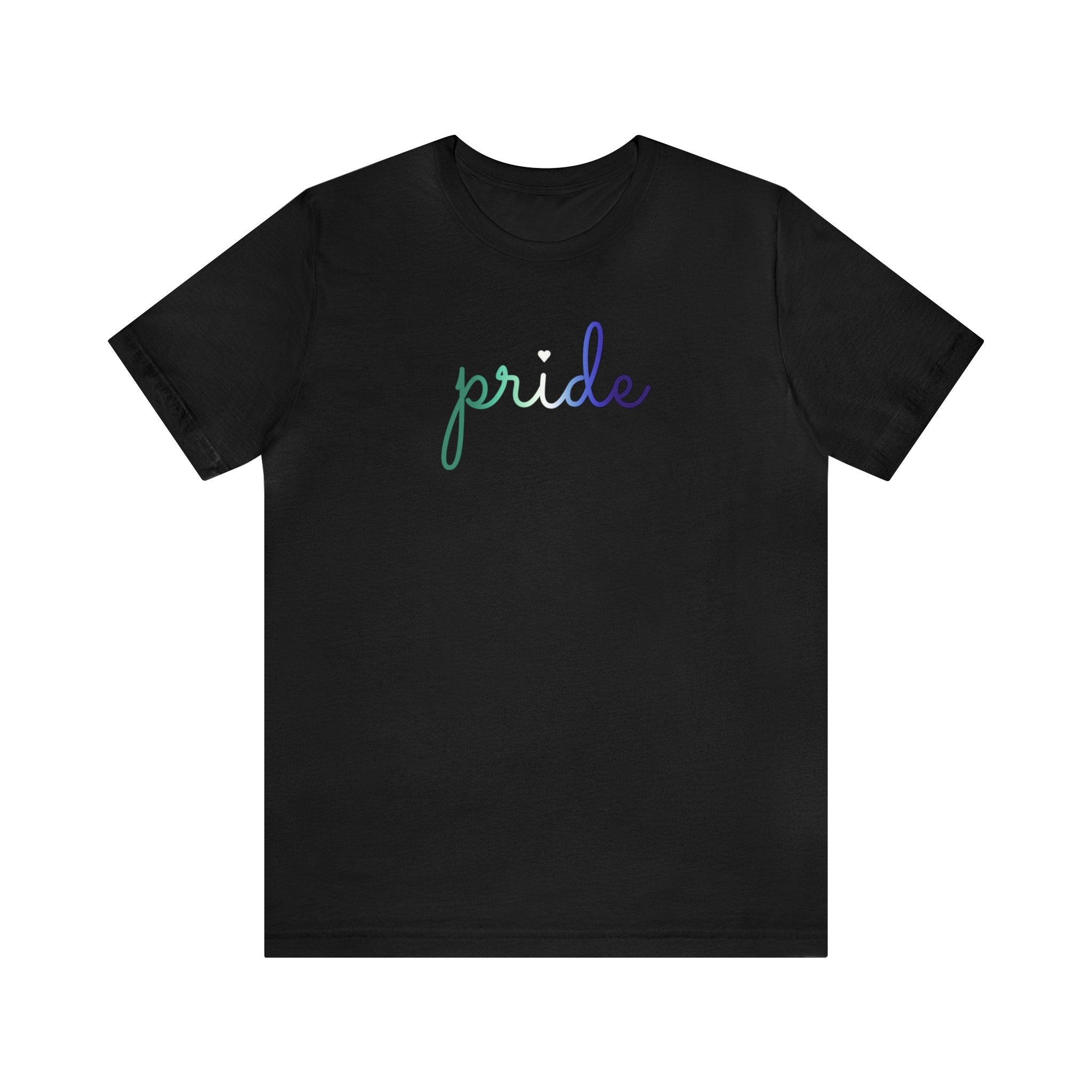 Gay Pride T-Shirt: Flowing Cursive 'Pride' in Gradient Hues