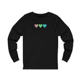 Polysexual Flag Hearts Long Sleeve Tee: Pride LGBTQ+ Gradient Design