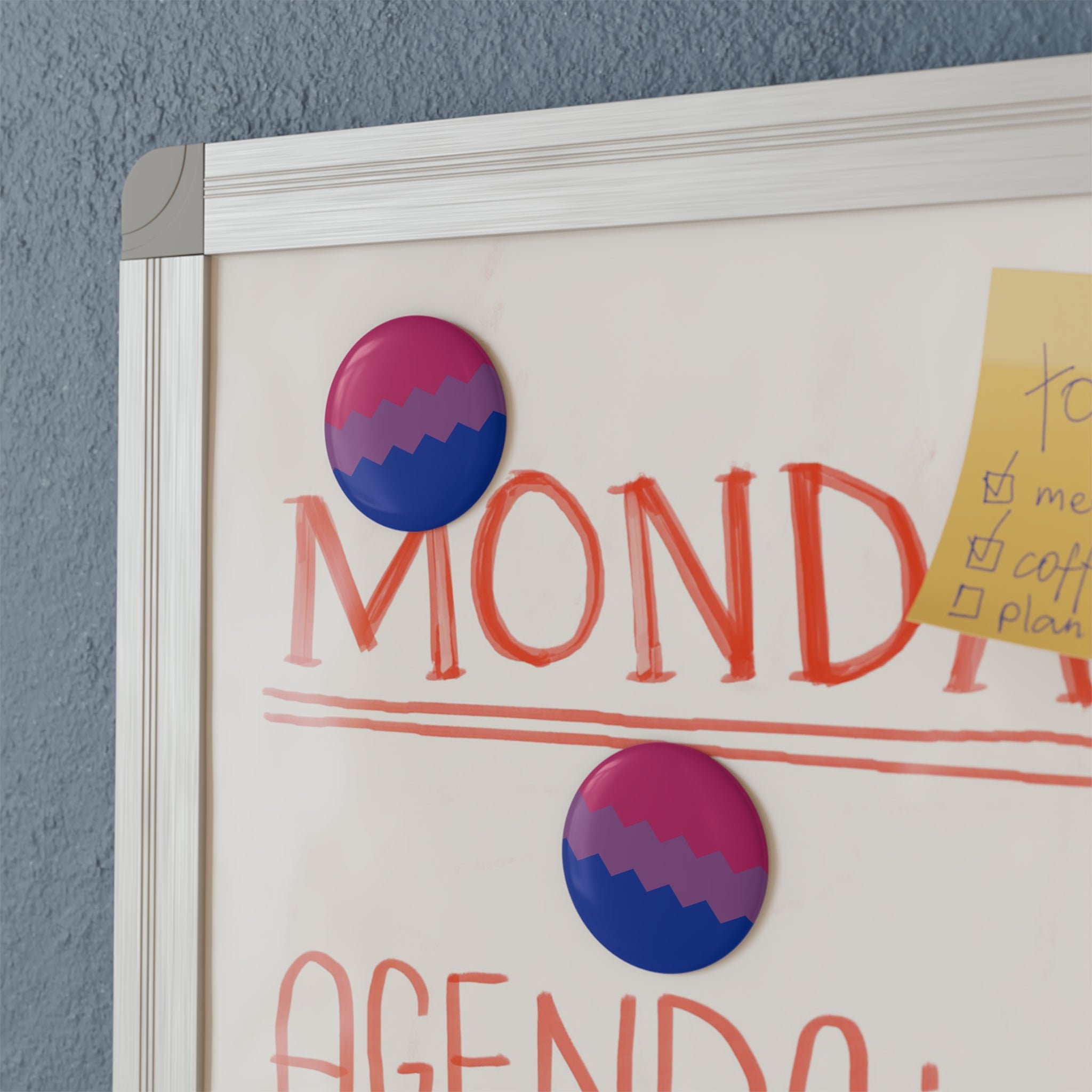 Bisexual Pride Flag Magnet: Wavey Round Button for Fridge