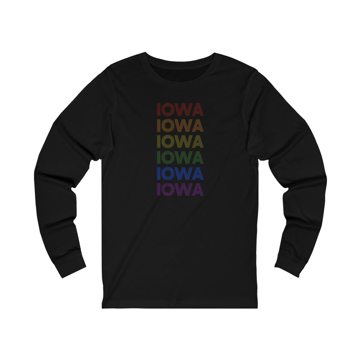 Iowa LGBTQ+ Pride Flag, Faded Black Long Sleeve Tee