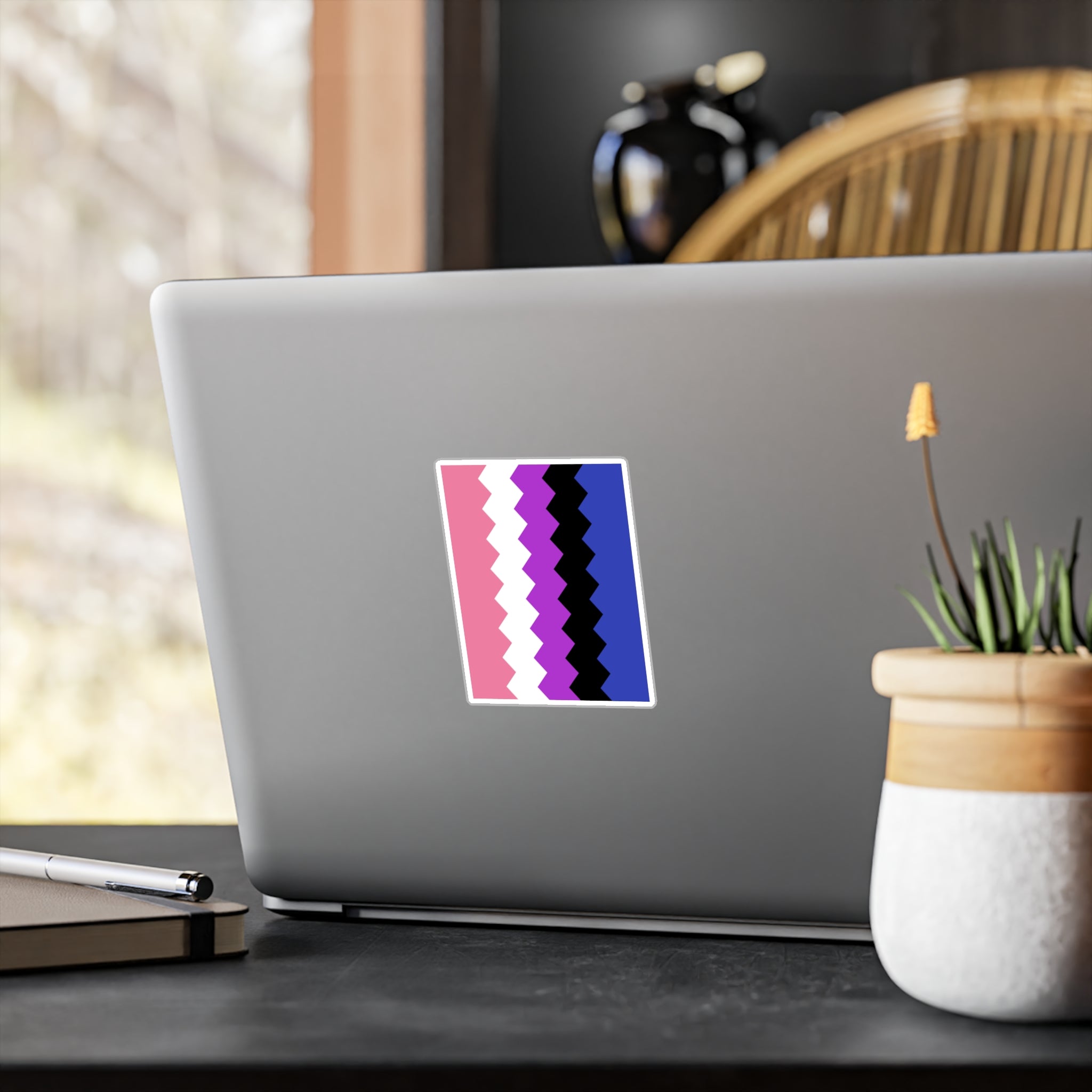 Genderfluid Flag Wavey Decal: Sharp Pride Sticker