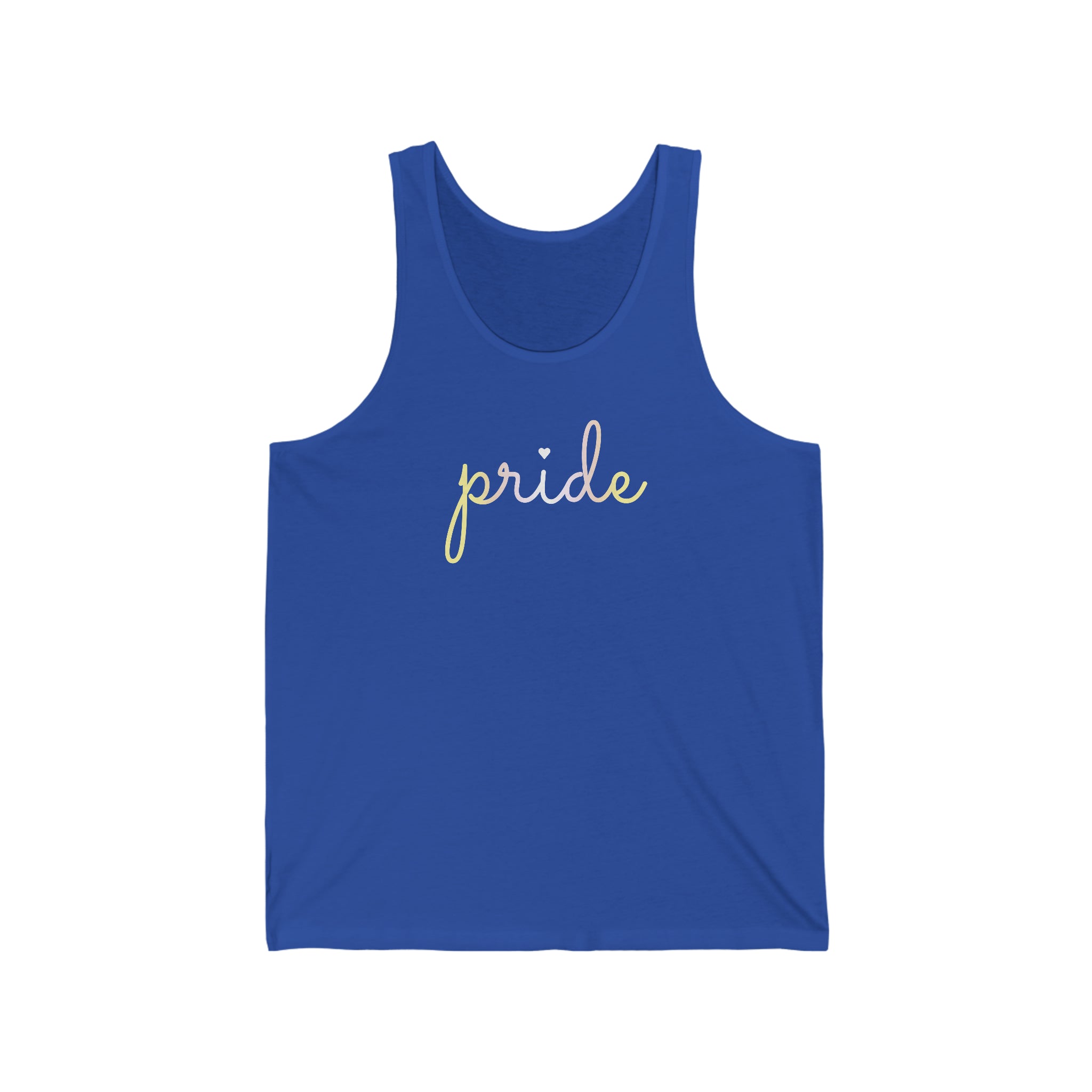 Pangender Pride Tank-Top: Flowing Cursive 'Pride' in Gradient Hues