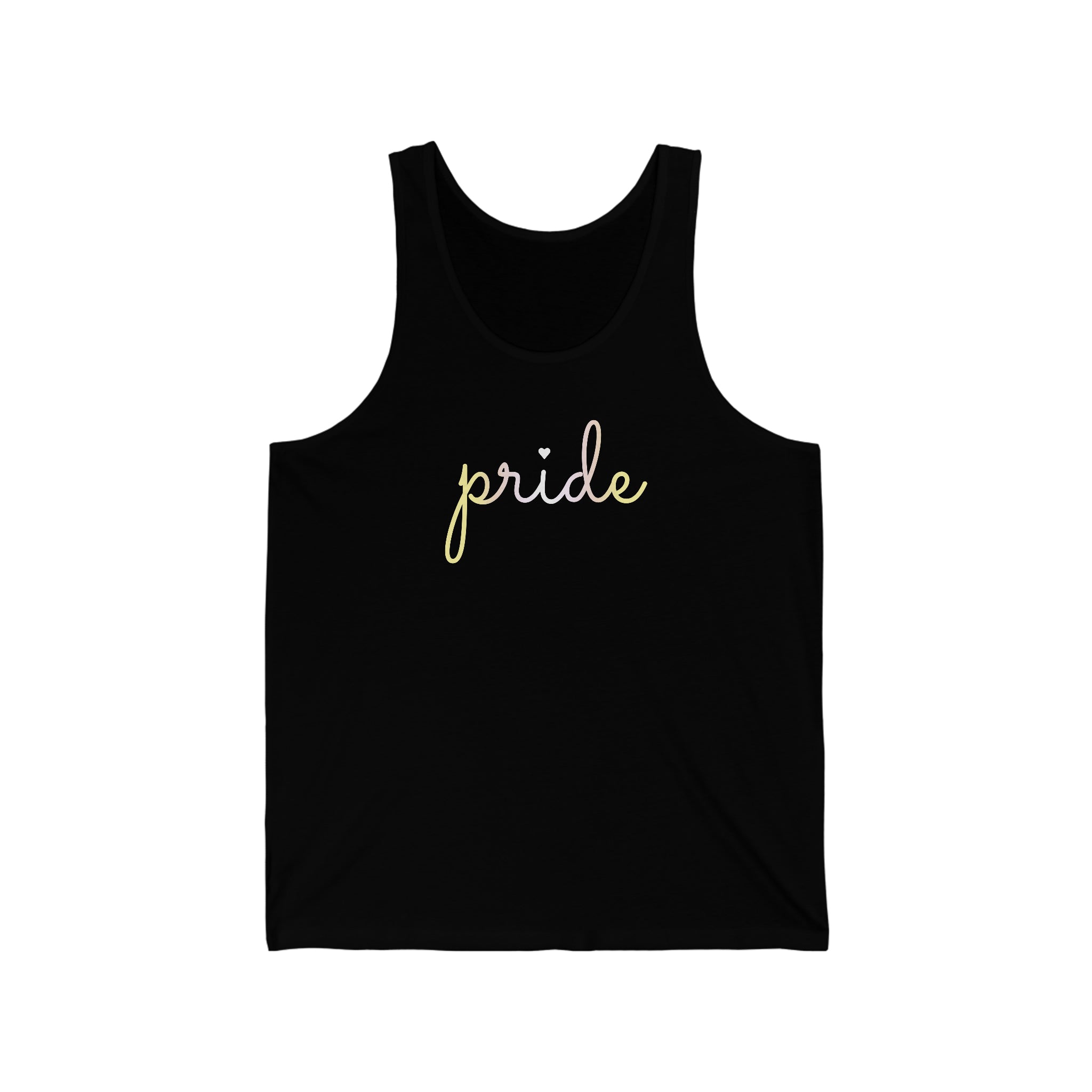 Pangender Pride Tank-Top: Flowing Cursive 'Pride' in Gradient Hues