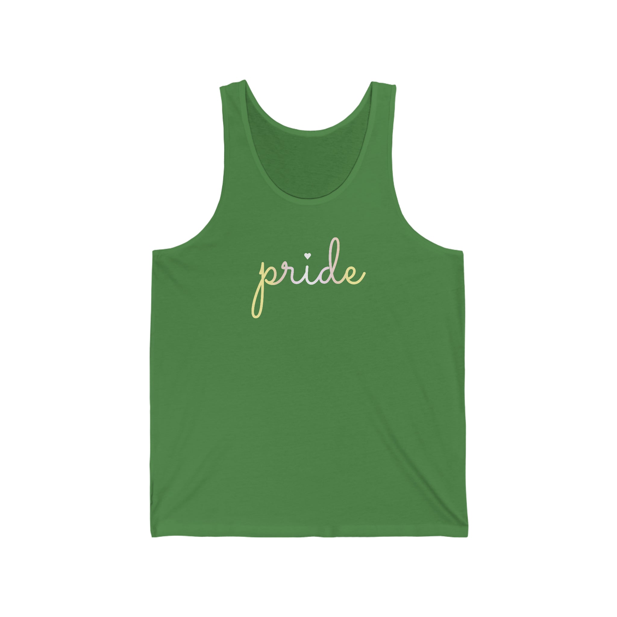 Pangender Pride Tank-Top: Flowing Cursive 'Pride' in Gradient Hues