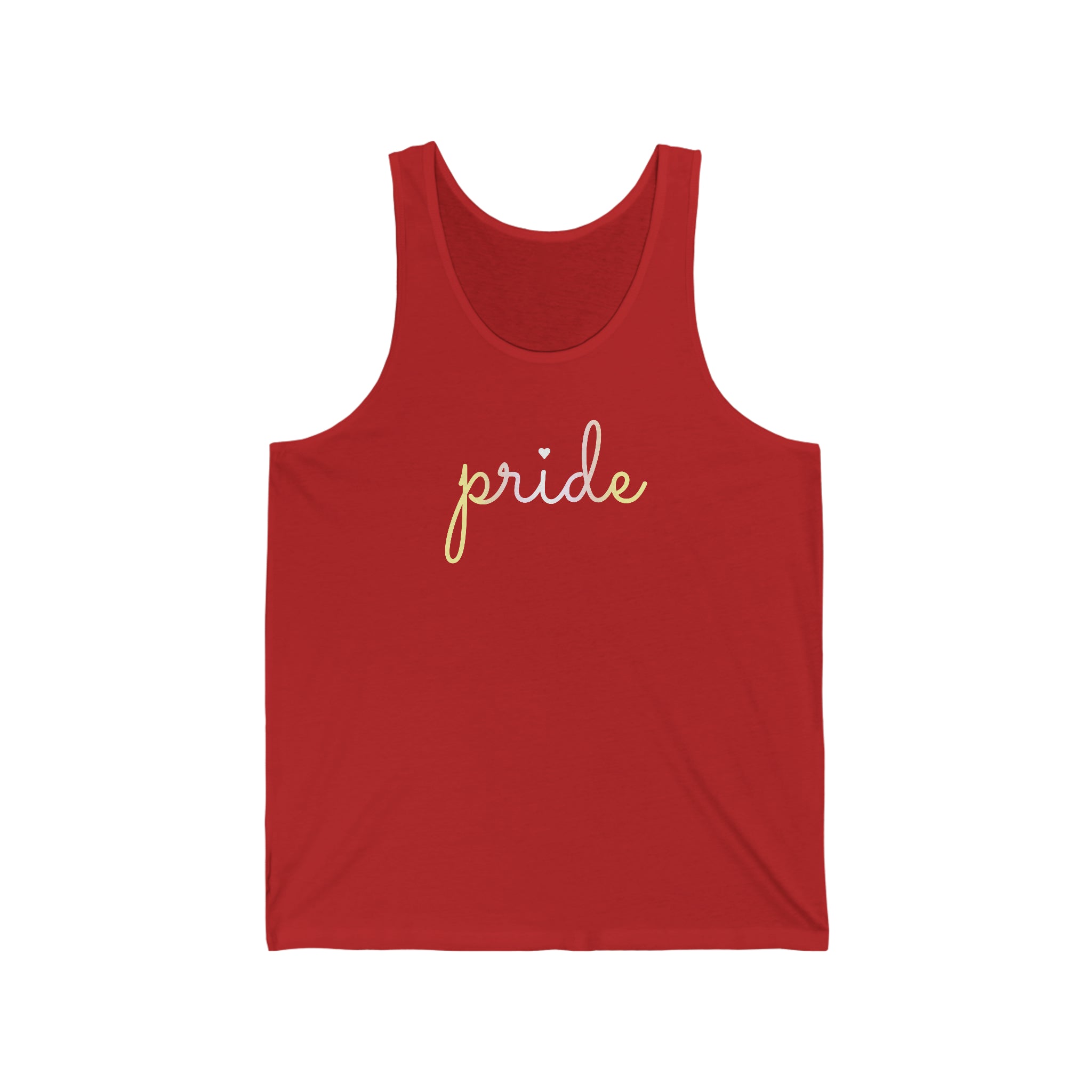 Pangender Pride Tank-Top: Flowing Cursive 'Pride' in Gradient Hues