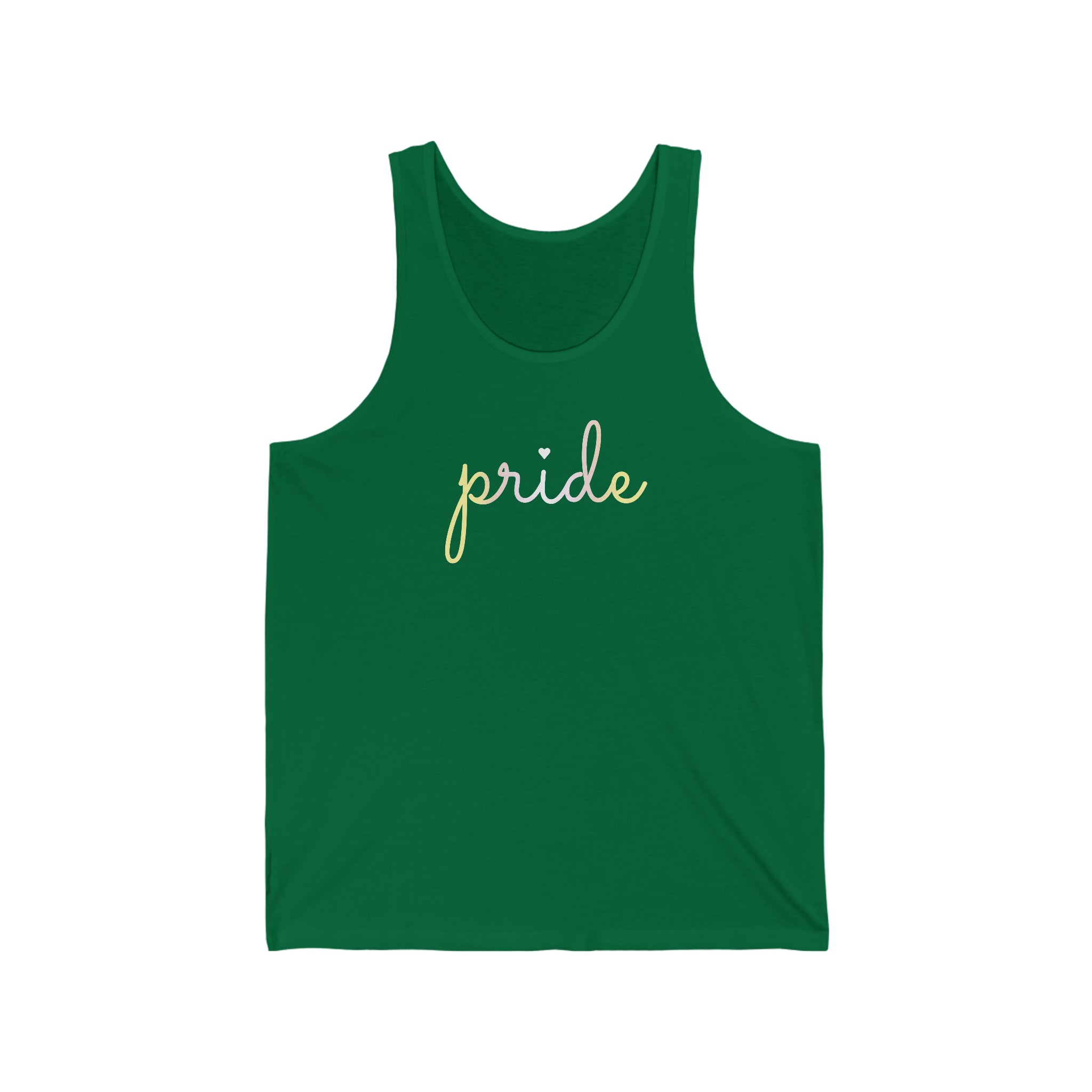 Pangender Pride Tank-Top: Flowing Cursive 'Pride' in Gradient Hues