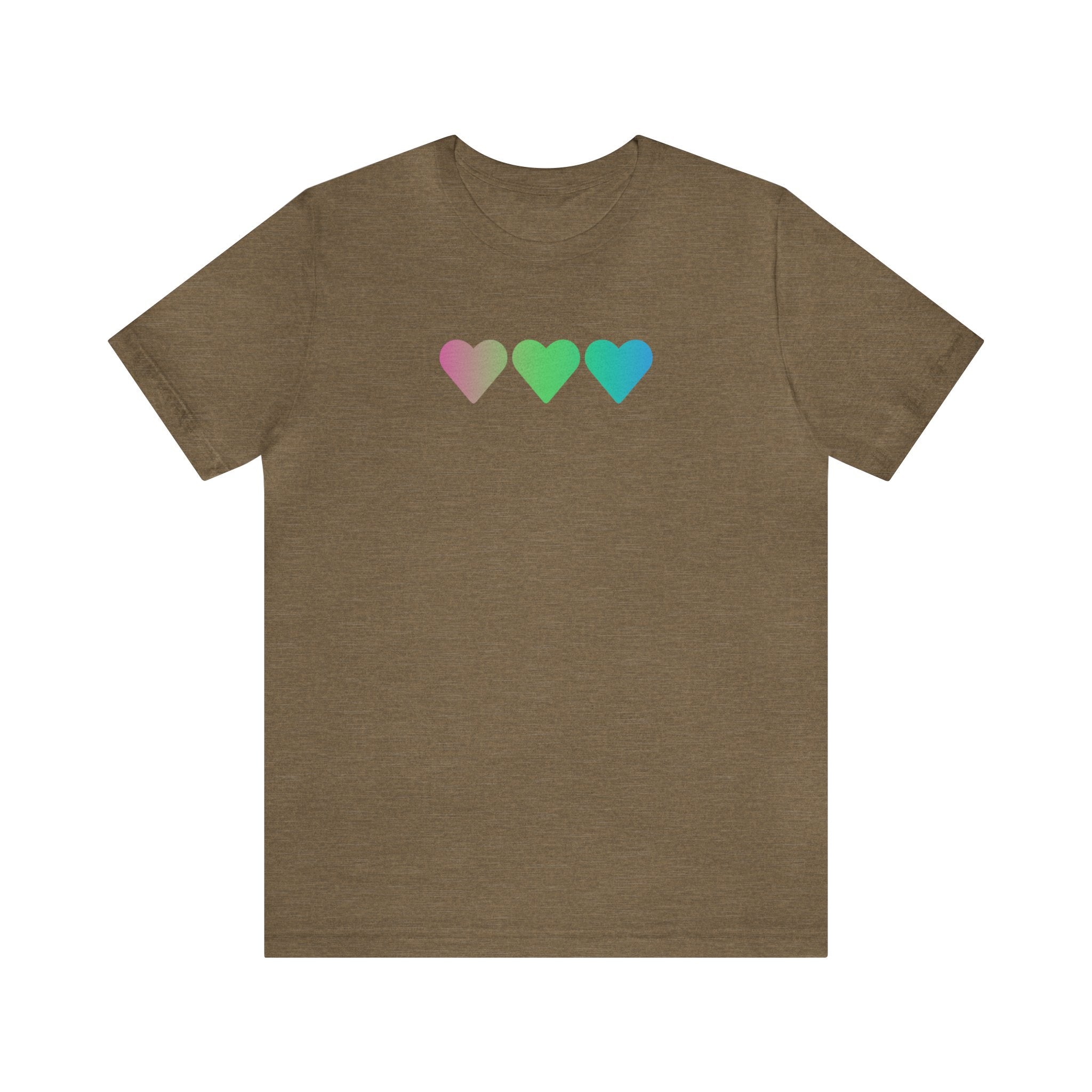 Polysexual Flag Hearts T-Shirt: Pride LGBTQ+ Gradient Design