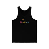 Pansexual Love Script Tank: Subtly Elegant Pride Tank-Top