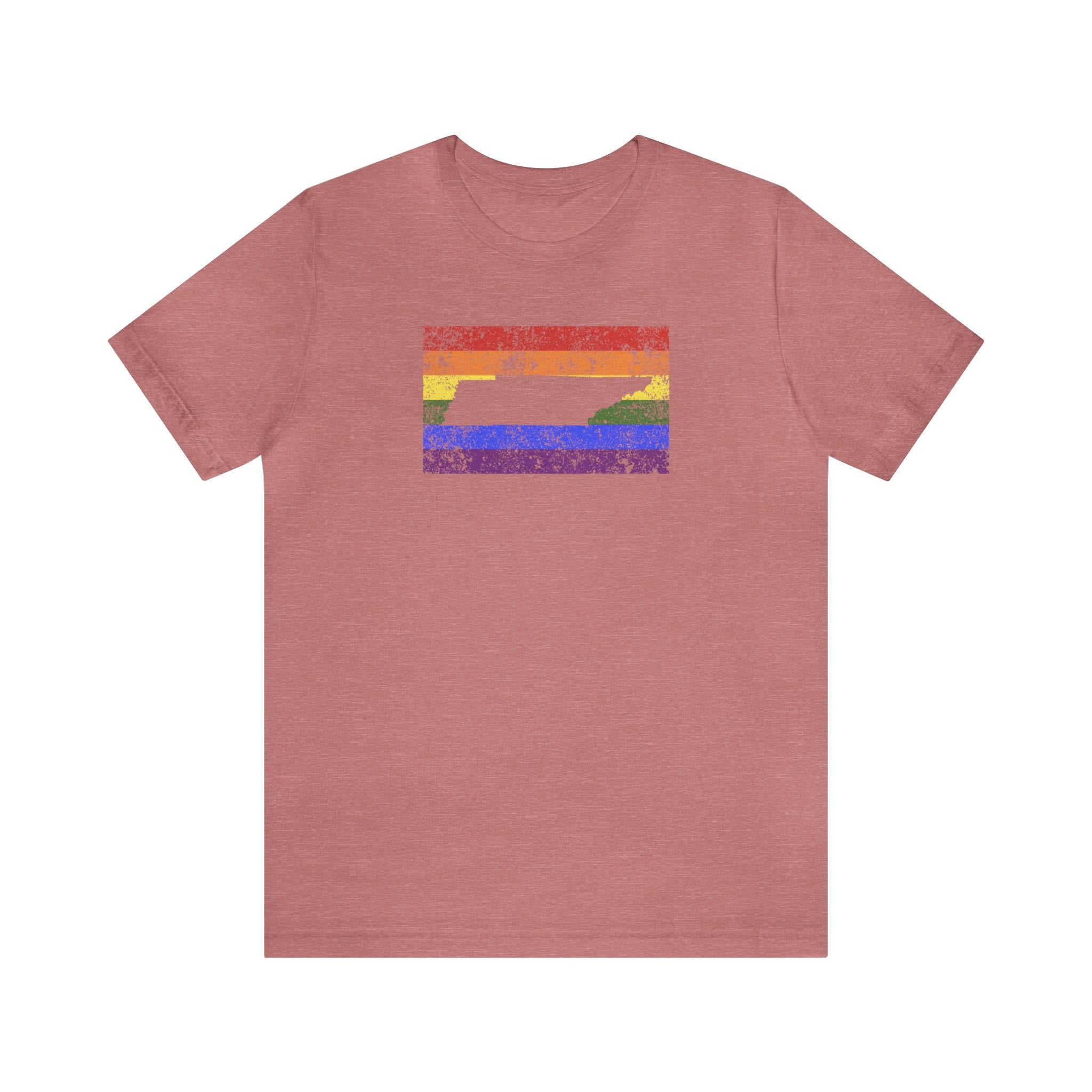 Tennessee Pride Flag Tee: Rainbow LGBTQ+ State Silhouette Distressed Shirt