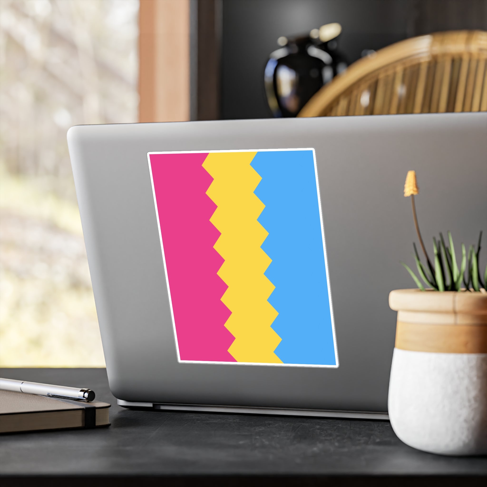 Pansexual Flag Wavey Decal: Sharp Pride Sticker