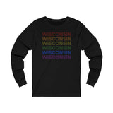 Wisconsin LGBTQ+ Pride Flag, Faded Black Long Sleeve Tee