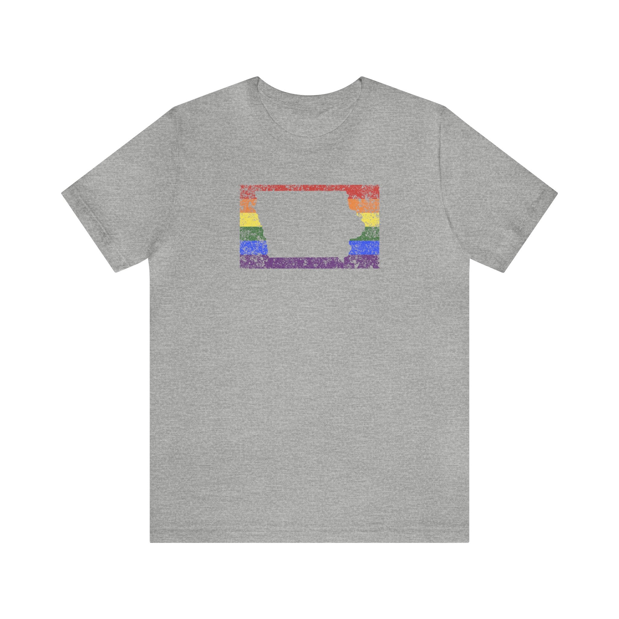 Iowa Pride Flag Tee: Rainbow LGBTQ+ State Silhouette Distressed Shirt