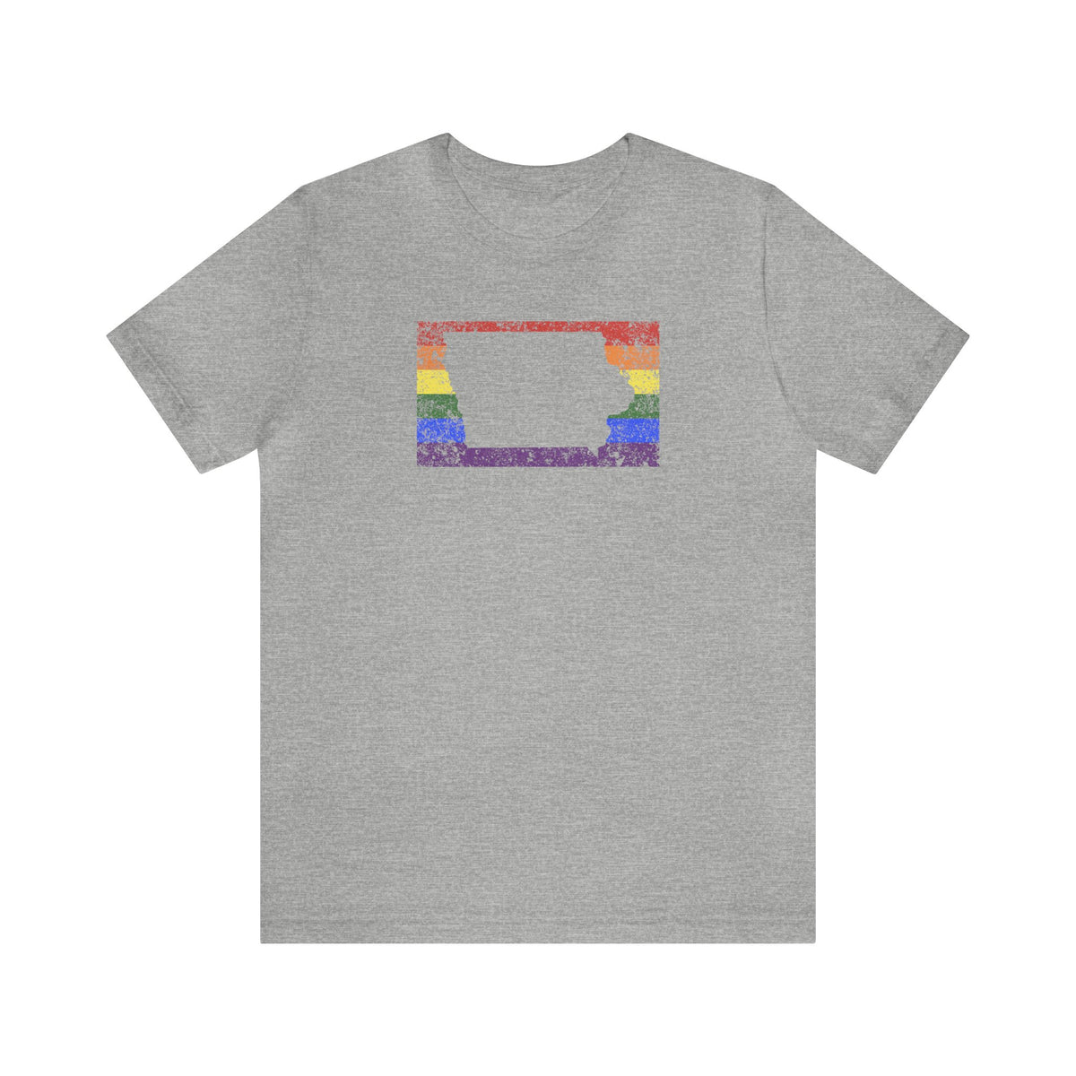 Iowa Pride Flag Tee: Rainbow LGBTQ+ State Silhouette Distressed Shirt