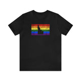 Idaho Pride Flag Tee: Rainbow LGBTQ+ State Silhouette Distressed Shirt