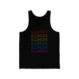 Illinois LGBTQ+ Pride Flag, Faded Black Tank-Top