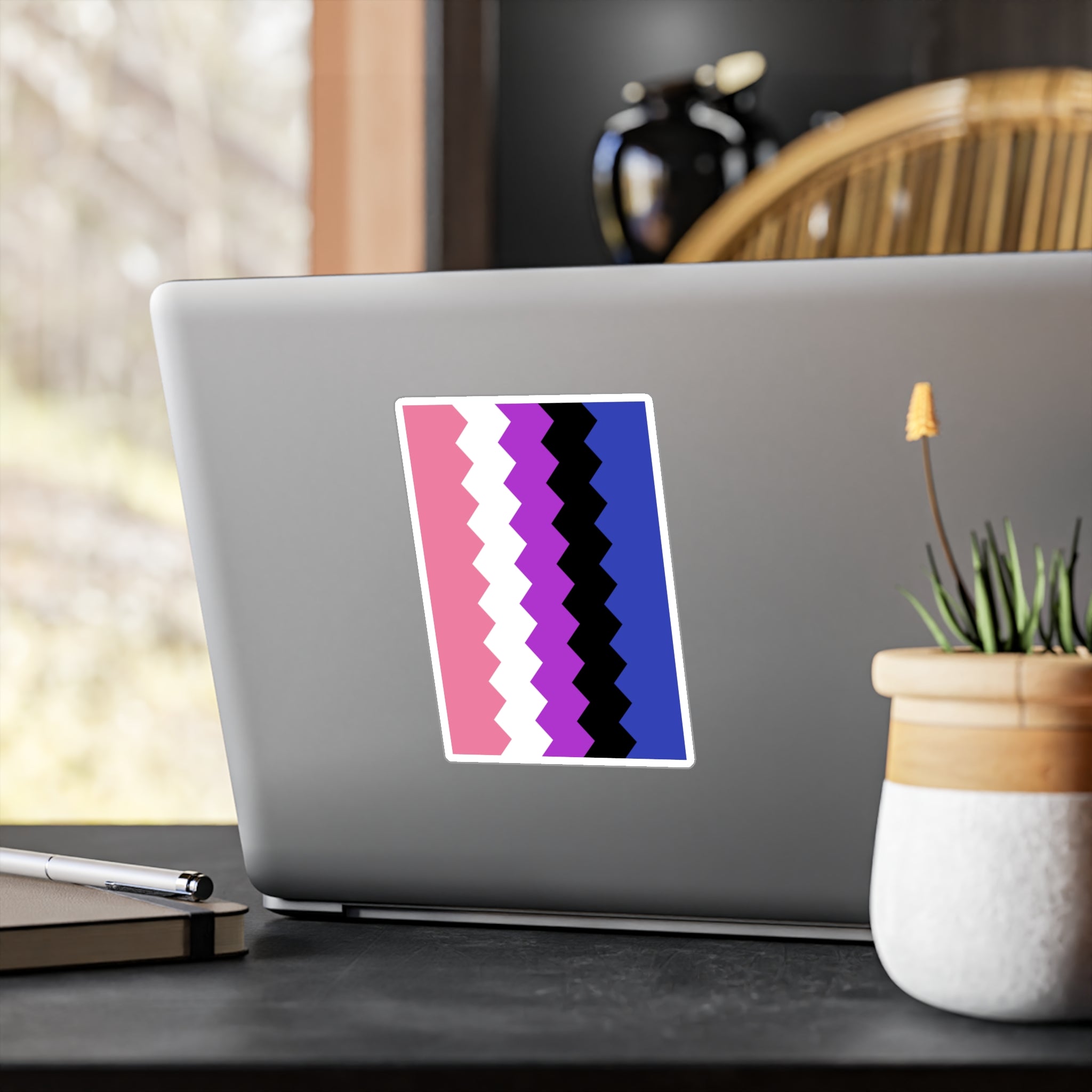 Genderfluid Flag Wavey Decal: Sharp Pride Sticker