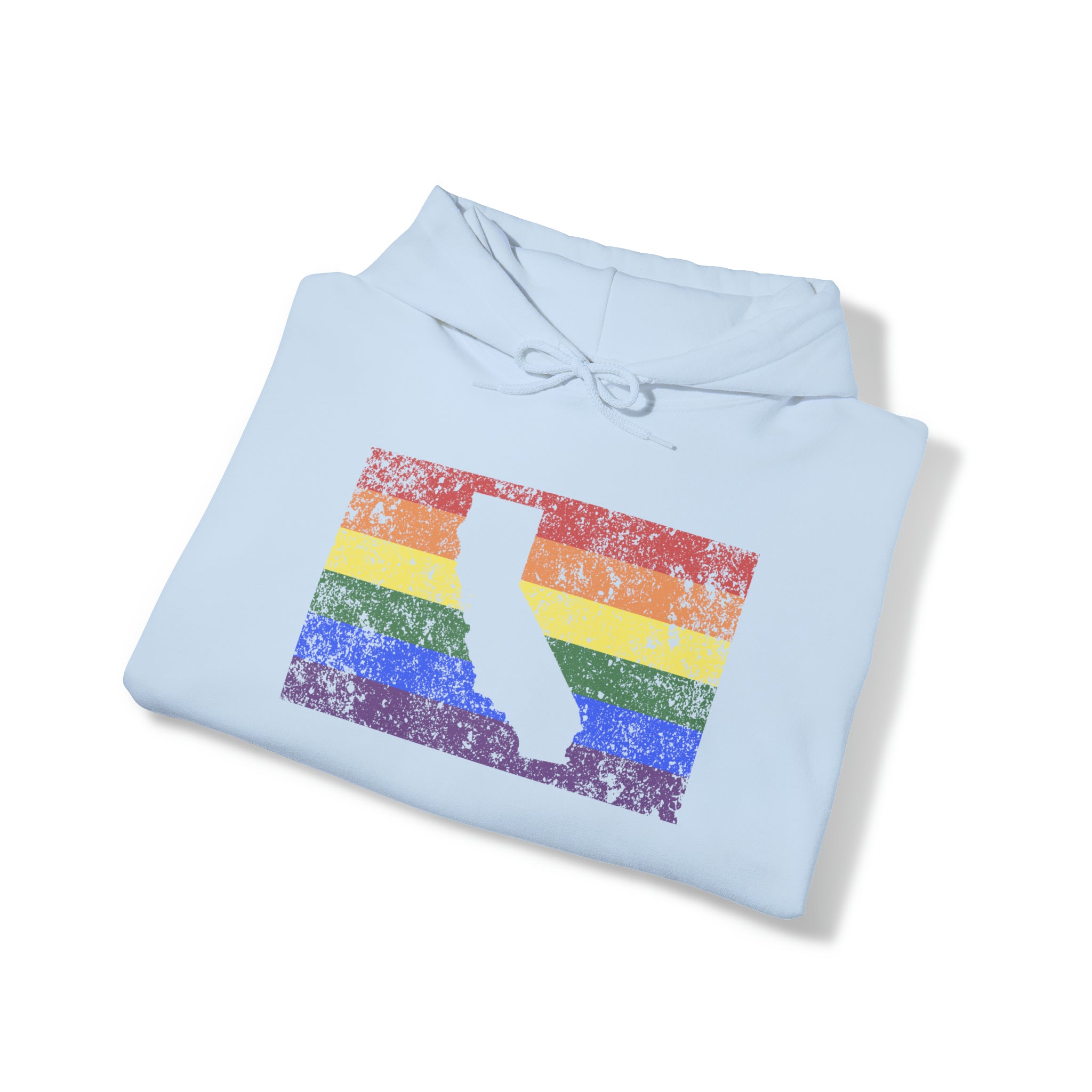 California Pride Flag Hoodie: Rainbow LGBTQ+ State Silhouette Distressed Hooded Sweatshirt