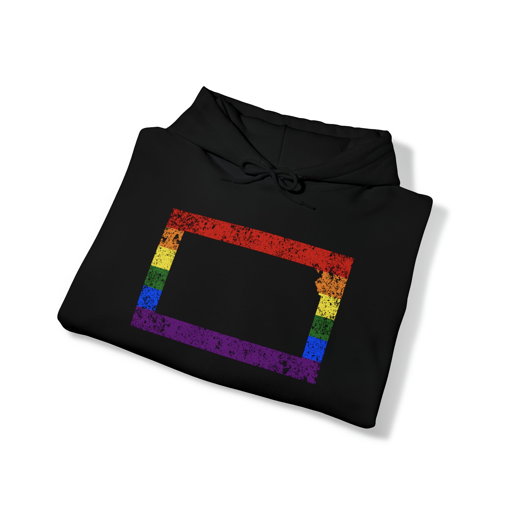 Kansas Pride Flag Hoodie: Rainbow LGBTQ+ State Silhouette Distressed Hooded Sweatshirt