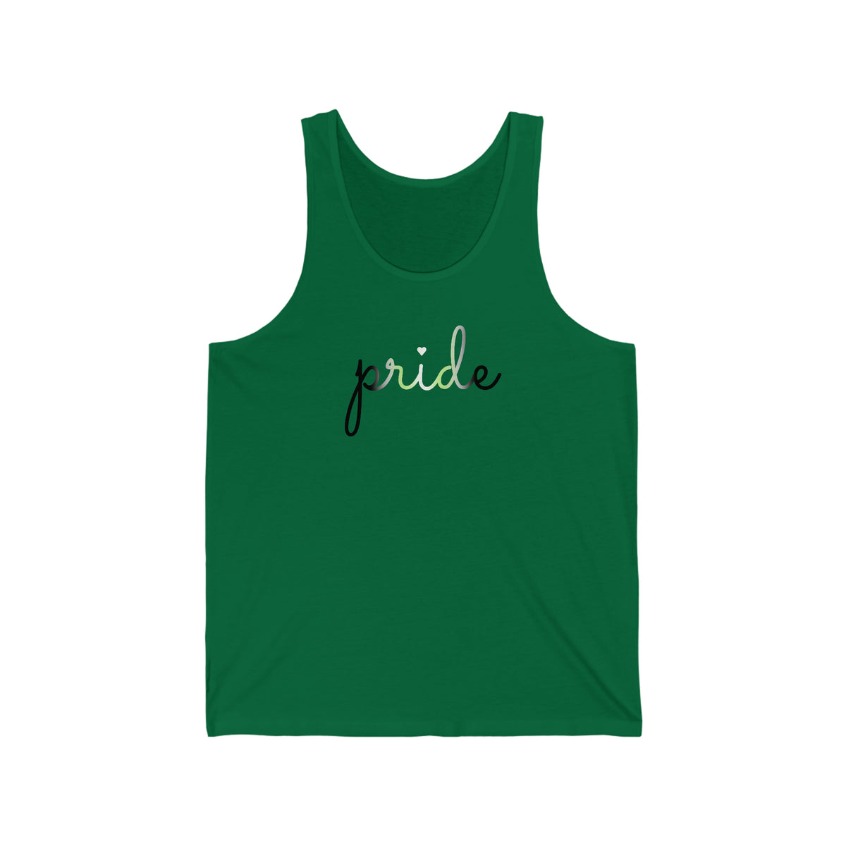 Agender Pride Tank-Top: Flowing Cursive 'Pride' in Gradient Hues