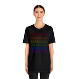 Nebraska LGBTQ+ Pride Flag, Faded Black T-Shirt