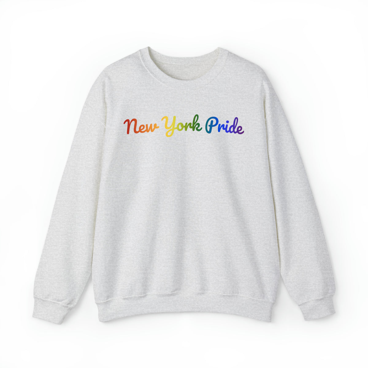 New York Pride Sweatshirt: Flowing Cursive Design with LGBTQ+ Gradient