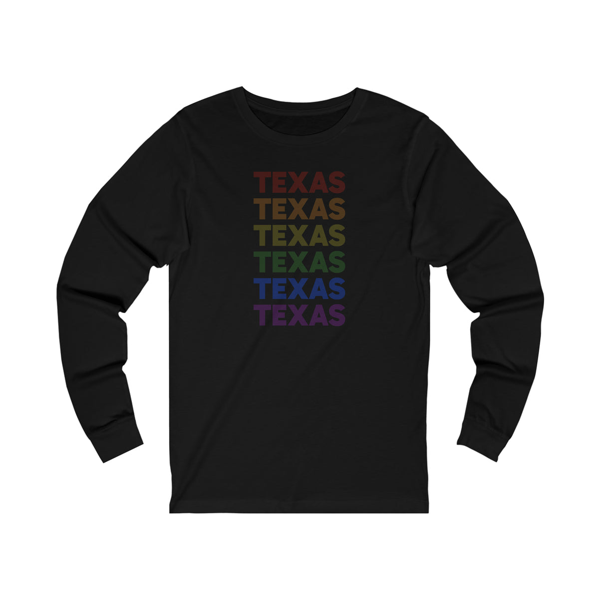 Texas LGBTQ+ Pride Flag, Faded Black Long Sleeve Tee