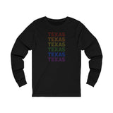 Texas LGBTQ+ Pride Flag, Faded Black Long Sleeve Tee